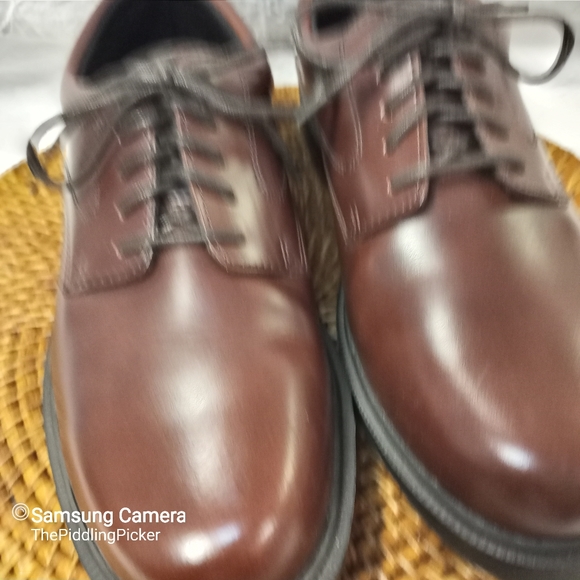 Deer Stags Supro Sock 10.5 M Brown Leather Times Plain Toe Oxford Lace Up Shoe - Picture 5 of 13